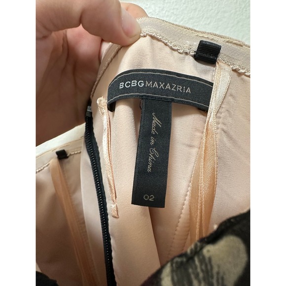 BCBGMAXAZRIA Black Floral Print Strapless Maxi Dress Women's Size 2 - Picture 6 of 10